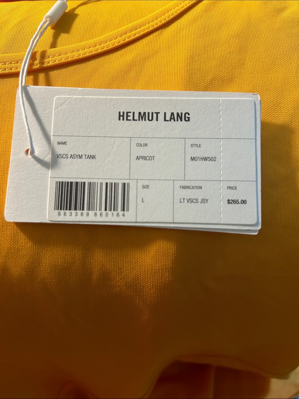 Helmut Lang Asymmetric Orange Tank Top - Picture 8 of 8